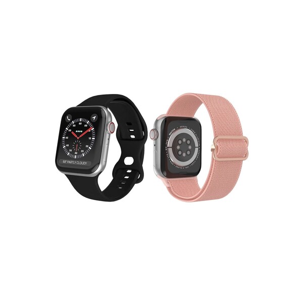 Apple Watch Bands 42mm/44mm/45mm Apple Watch Band Black Pink Nylon Silicone 2 A1 - Picture 1 of 10